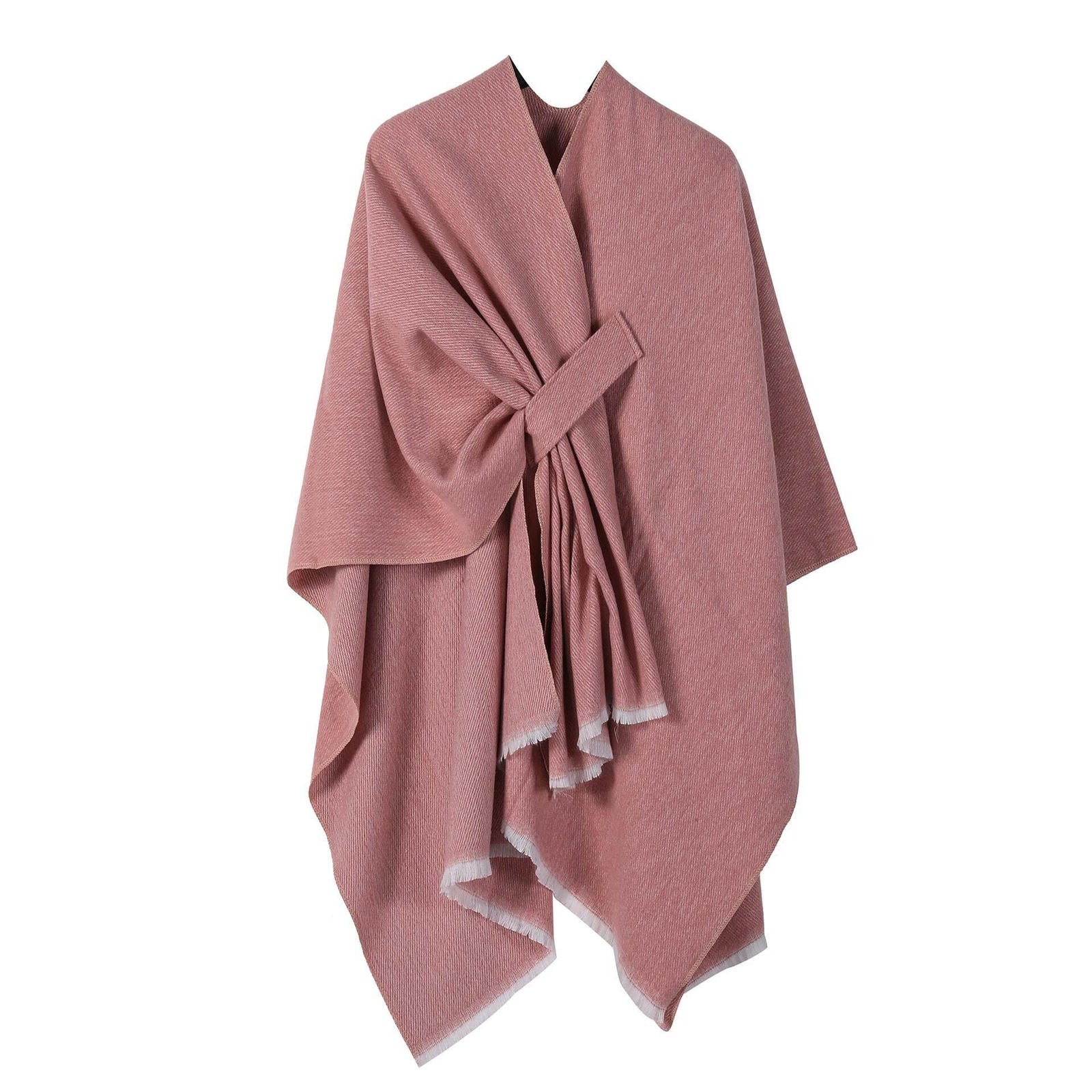 Autumn and winter solid color fashionable imitation cashmere shawl plain color split open cape