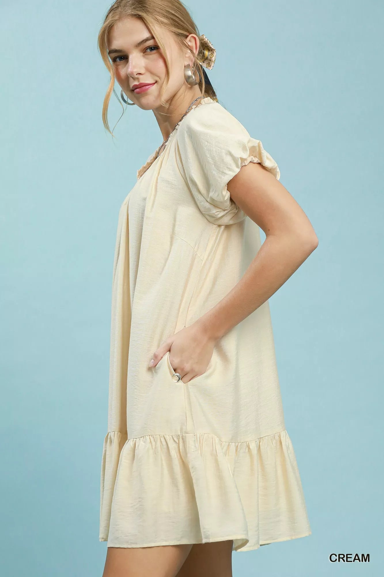 Umgee Ruffle Hem Shift Mini Dress