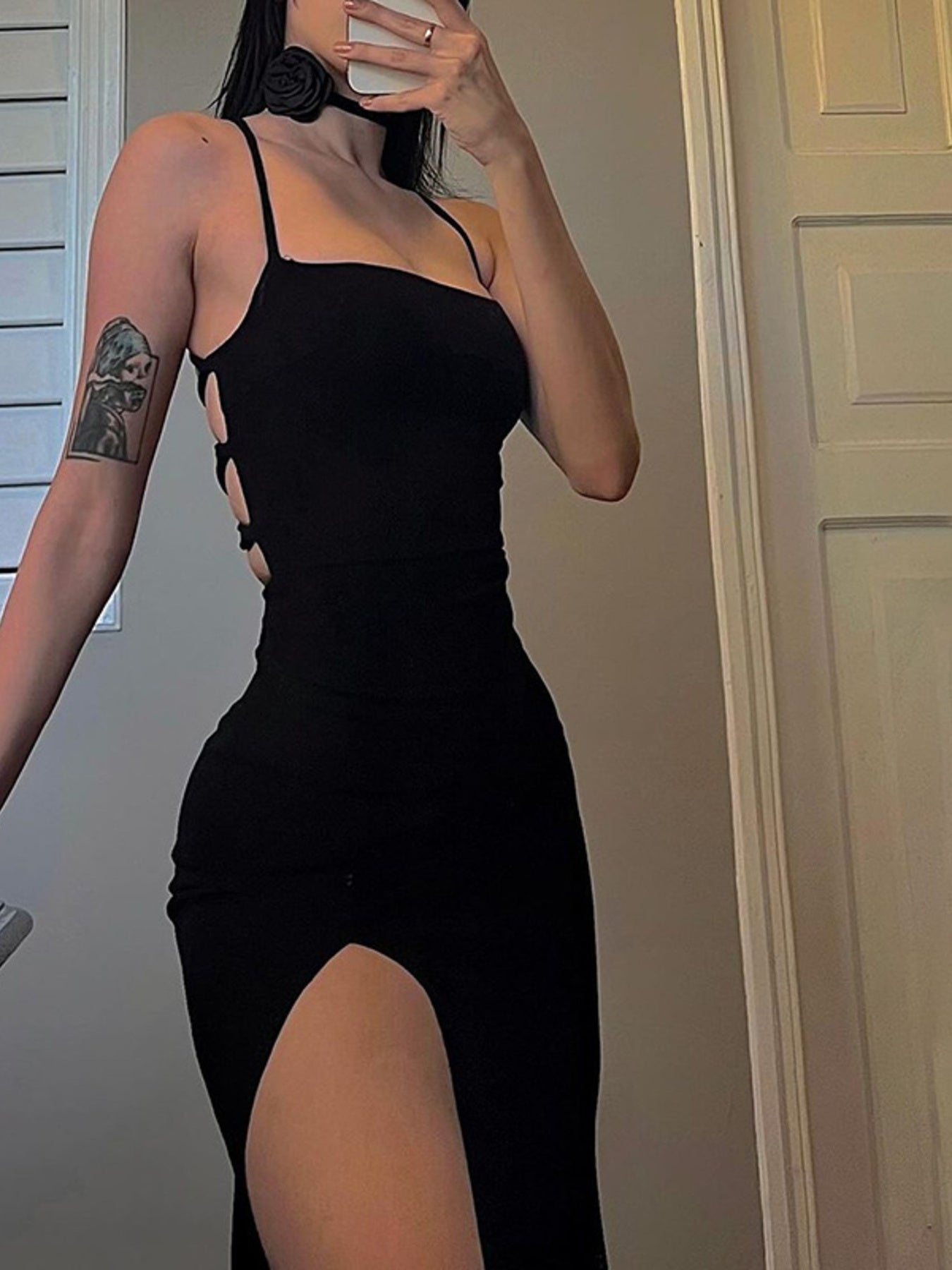Tied High-Slit Bodycon Dress