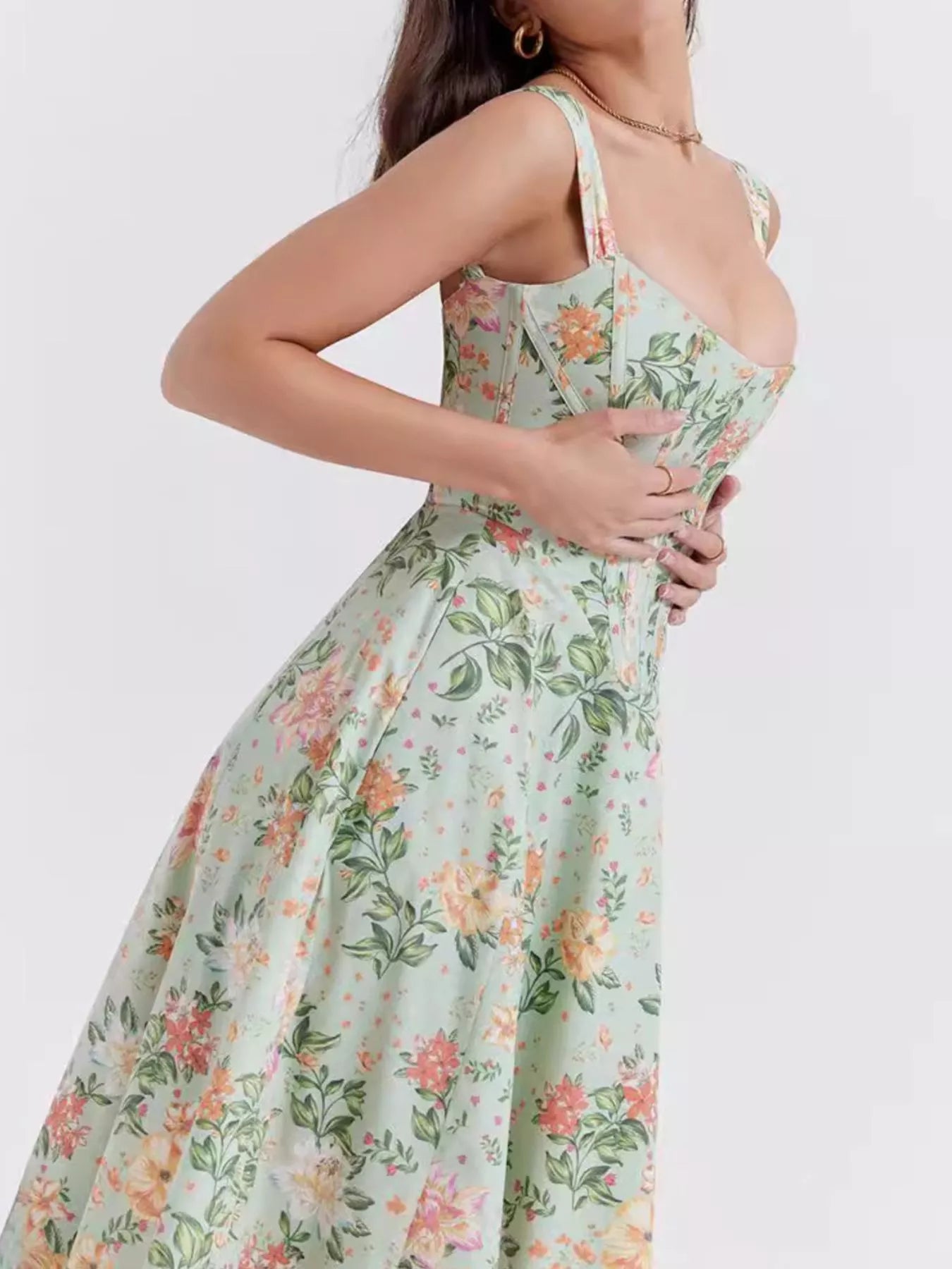 Floral Print Midi Dress with Slit