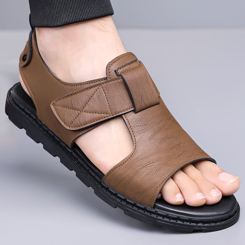 Mens Casual Breathable Leather Sandals With Soft Soles
