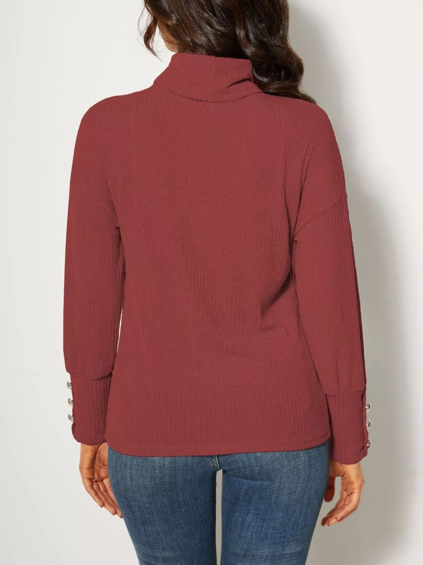 Ribbed Knit Turtleneck Sweater
