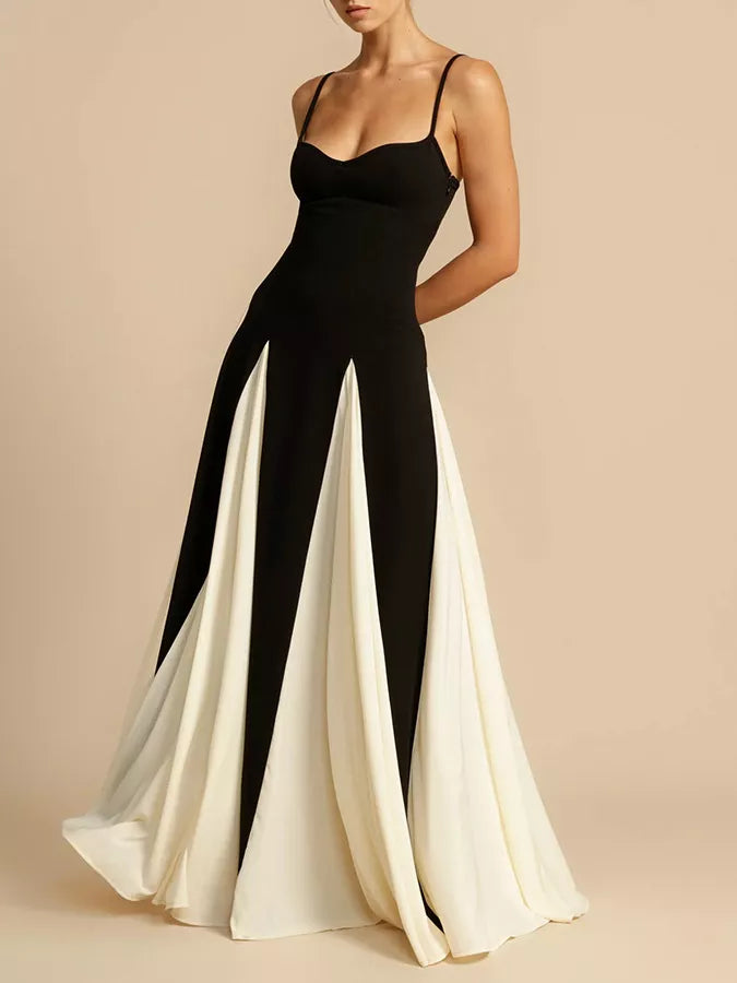 Two-Tone Flowing Maxi Dress