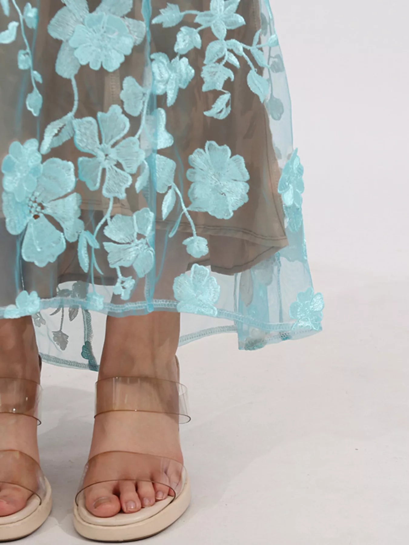 Floral Embroidered Tube Maxi Dress