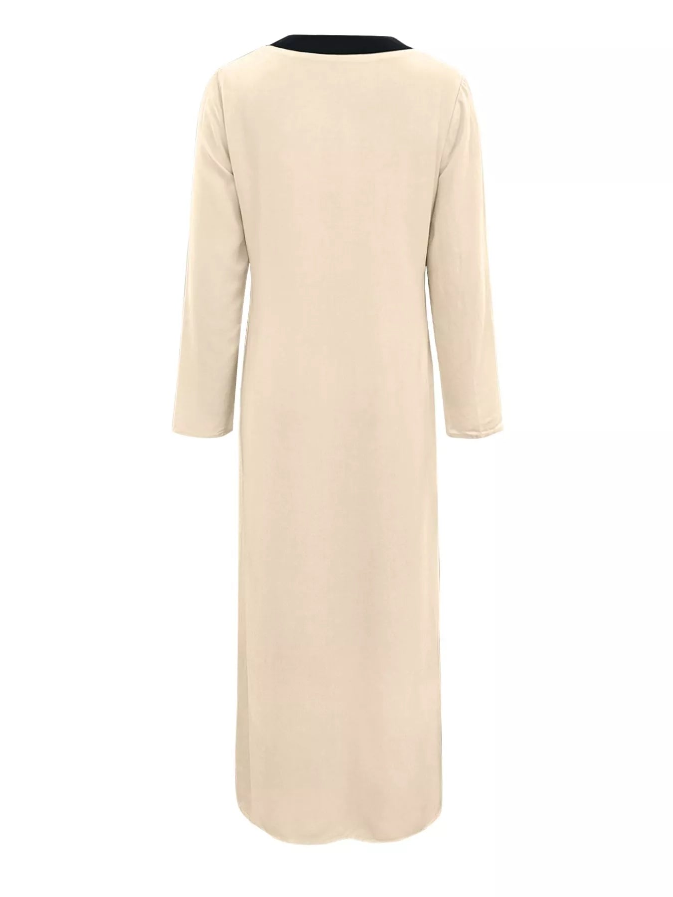 Contrast Trim Button-Down Midi Dress