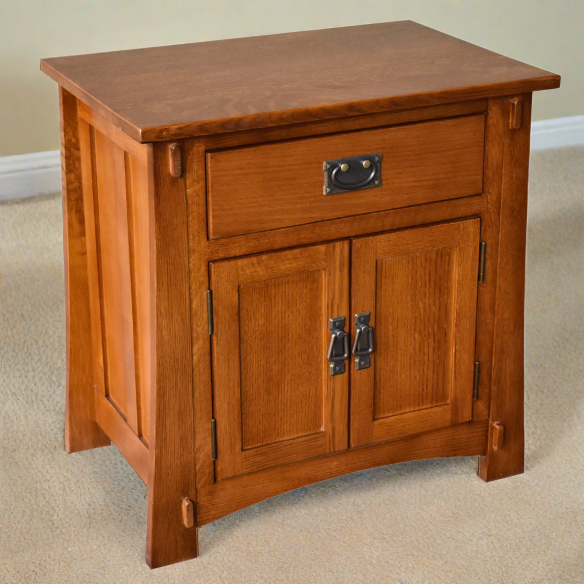 Mission Style Solid Oak Nightstand Model - Michael's Cherry Stain