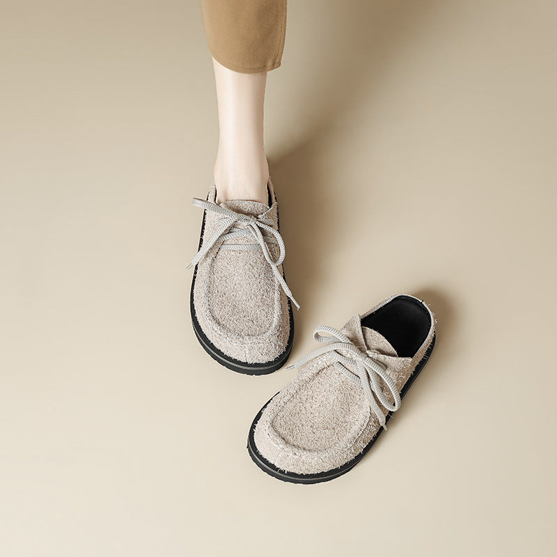 Genuine Leather Long-fur Boccon Slippers