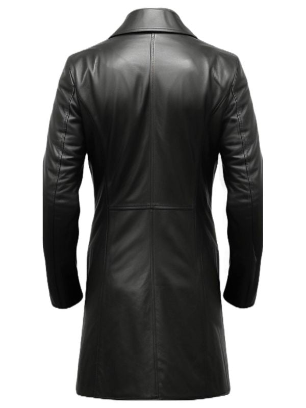 Men’s Dark Brown Leather Hooded Coat