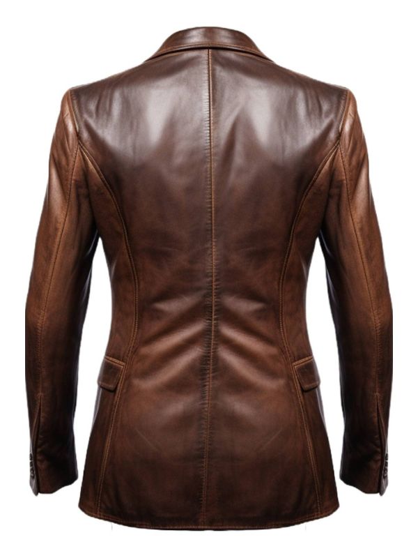 Men Stylish Distressed Brown Leather Blazer – Men Leather Blazer