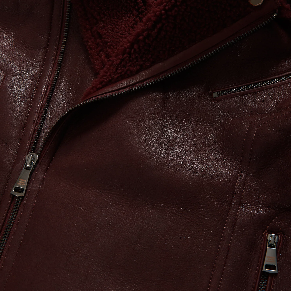 Men’s Real Brown Sheepskin Shearling B3 Aviator Leather Bomber Flying Jacket
