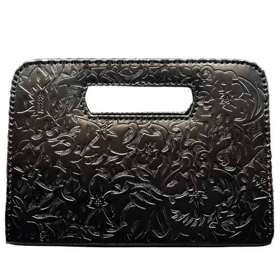The Claire| Hand-Tooled Leather Statement Clutch