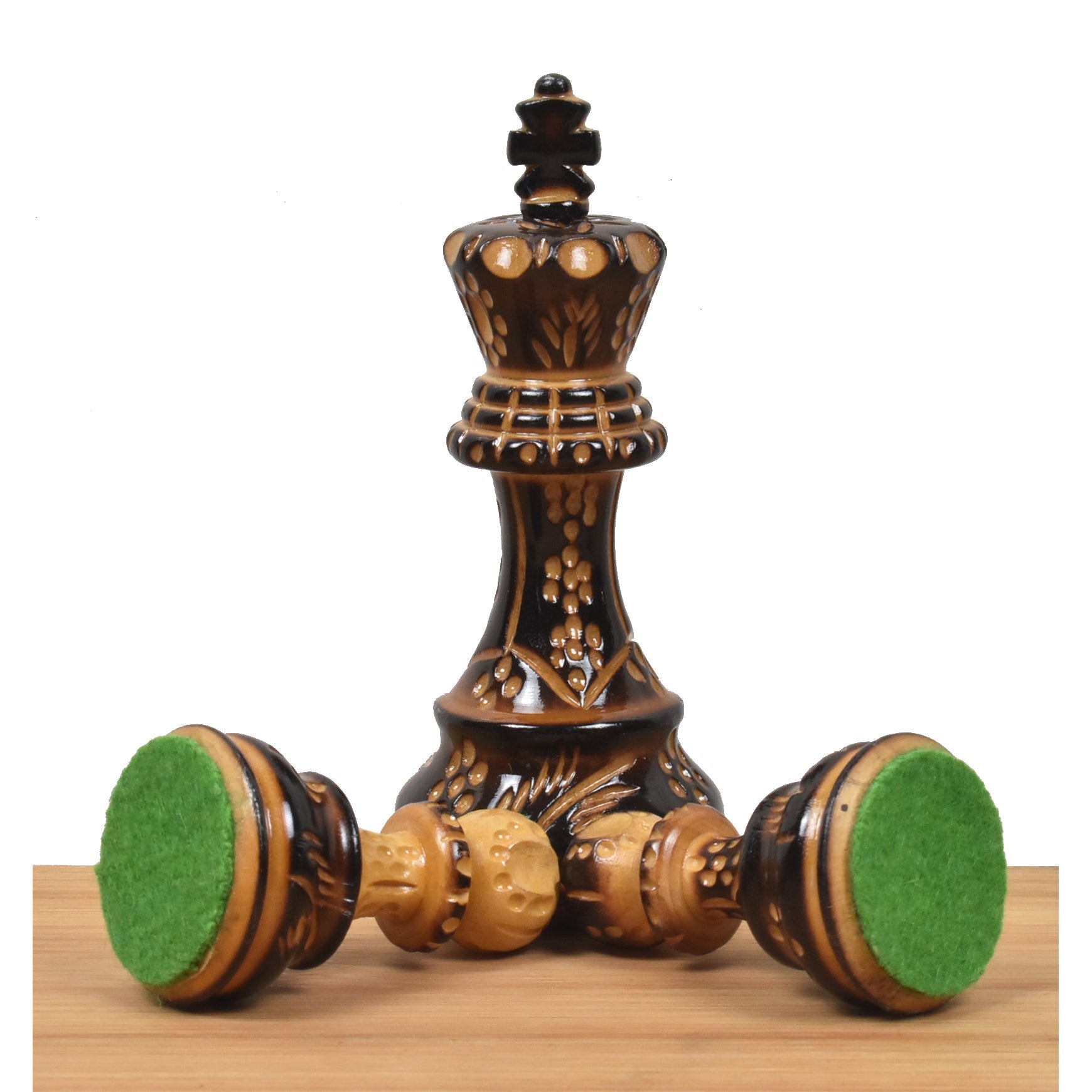 3.75" Artisan Carving Burnt Zagreb Chess Set- Chess Pieces Only - Weighted Boxwood