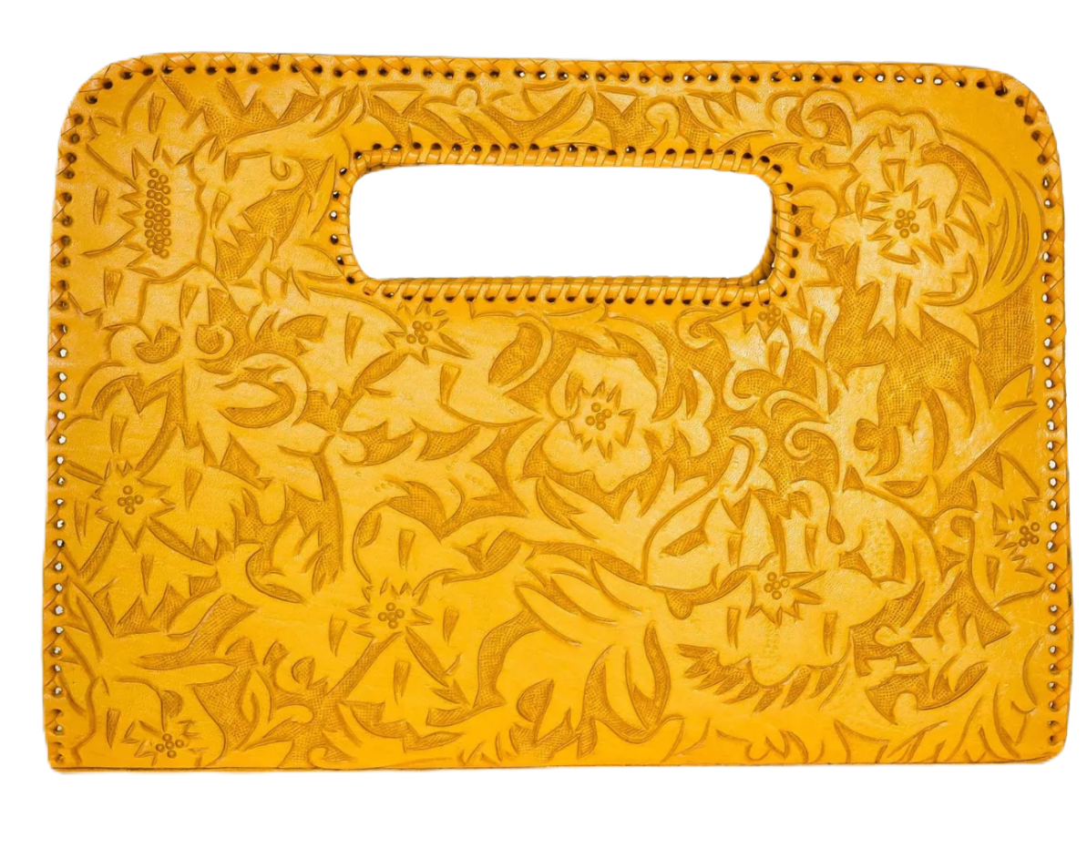 The Claire| Hand-Tooled Leather Statement Clutch