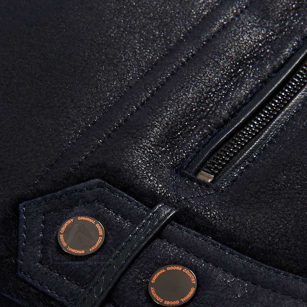 New Men’s Black RAF Flying Shearling Sheepskin Moto Leather Jacket