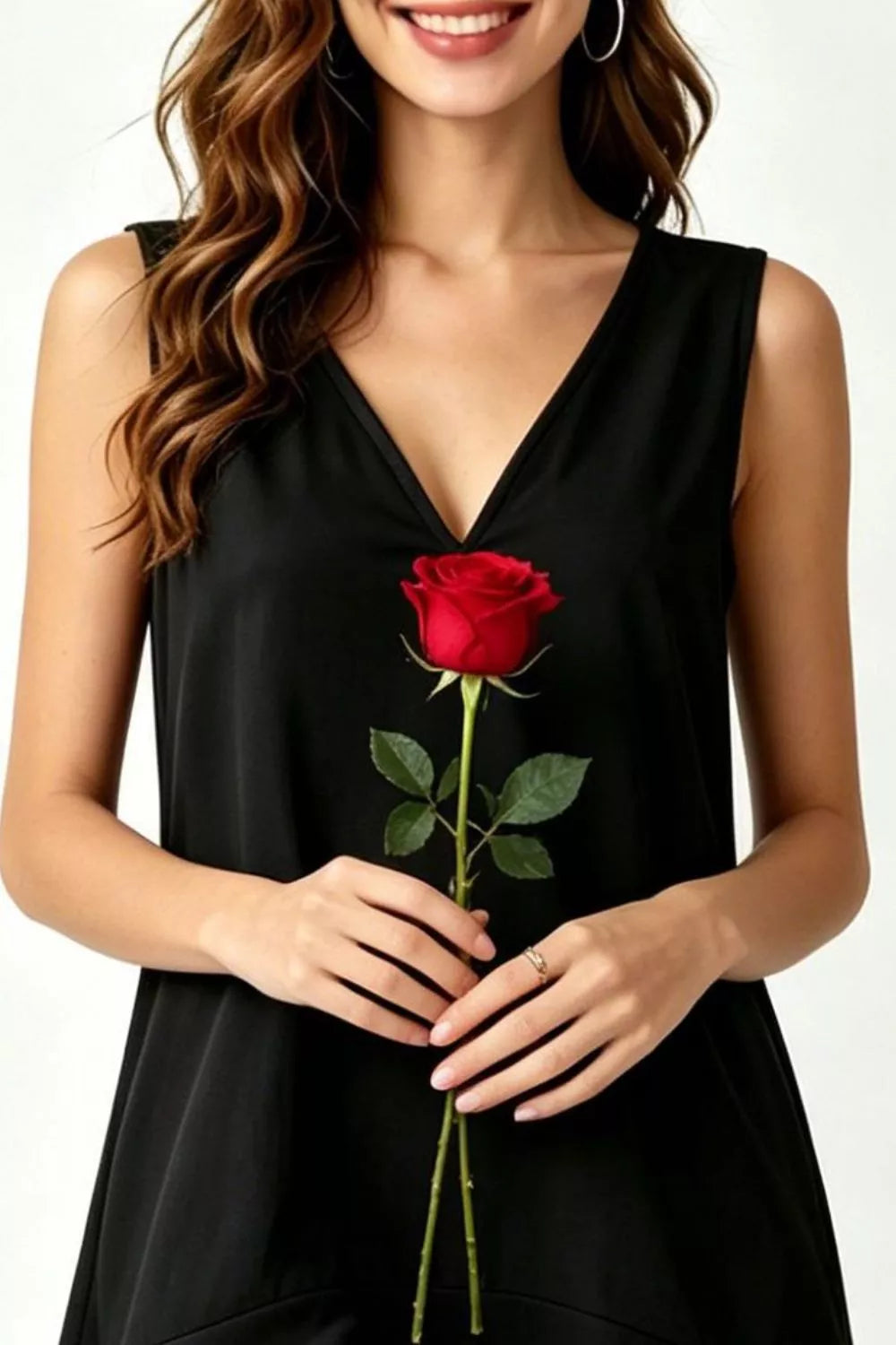 Full Size Sleeveless V-Neck Ruffle Hem Mini Dress Plus Size
