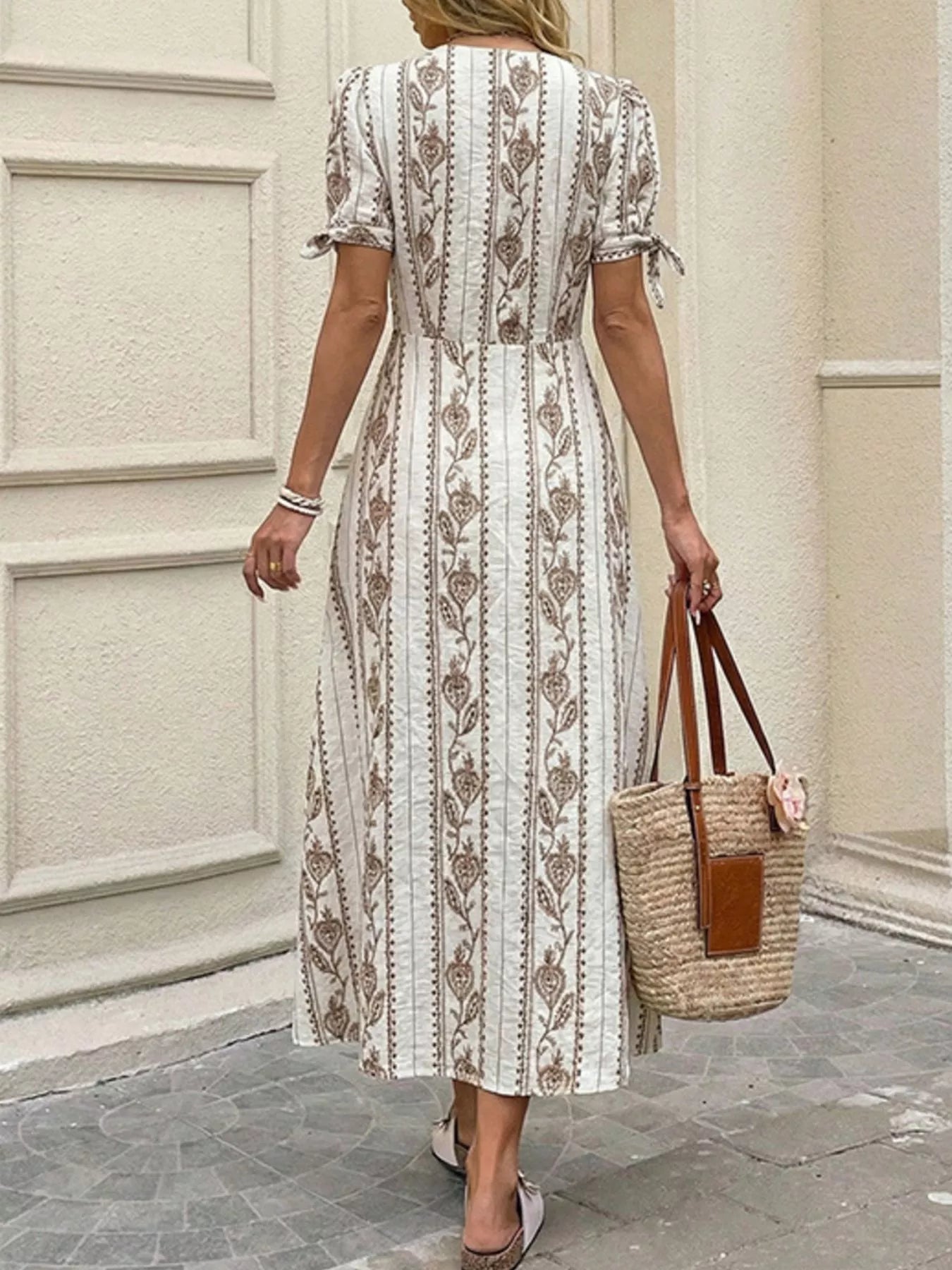 Printed Button-Down Midi Dress
