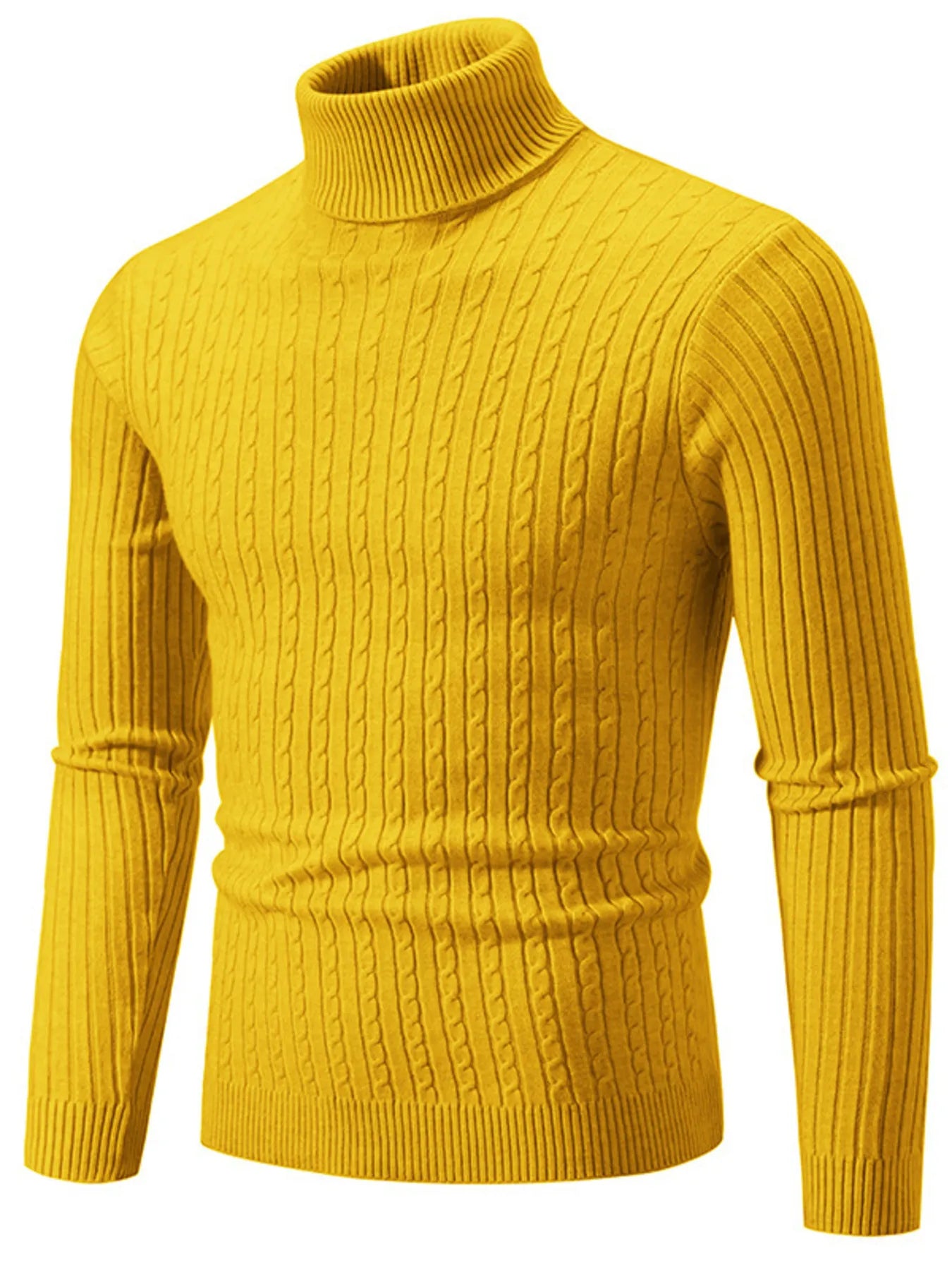Men's Plus Size Ribbed Turtleneck Long Sleeve Sweater