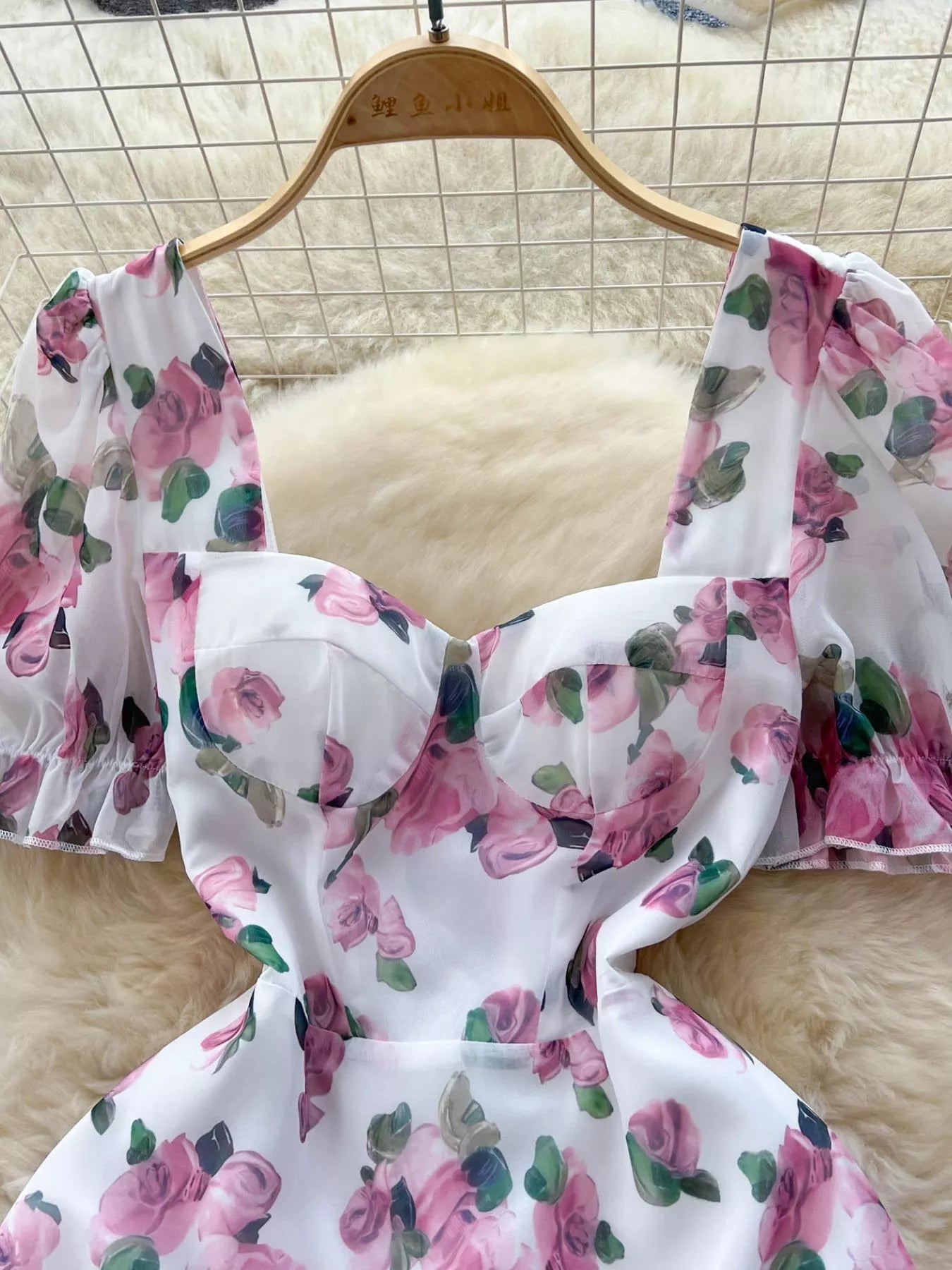 Floral Print Ruffle Hem Midi Dress