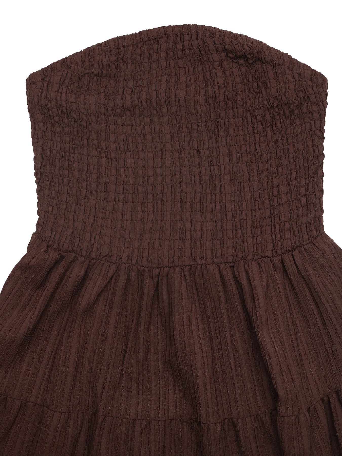 Smocked Strapless Tiered Ruffle Mini Dress