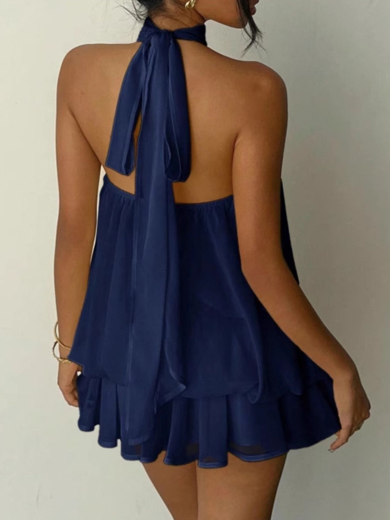 Halter Neck Layered Mini Dress