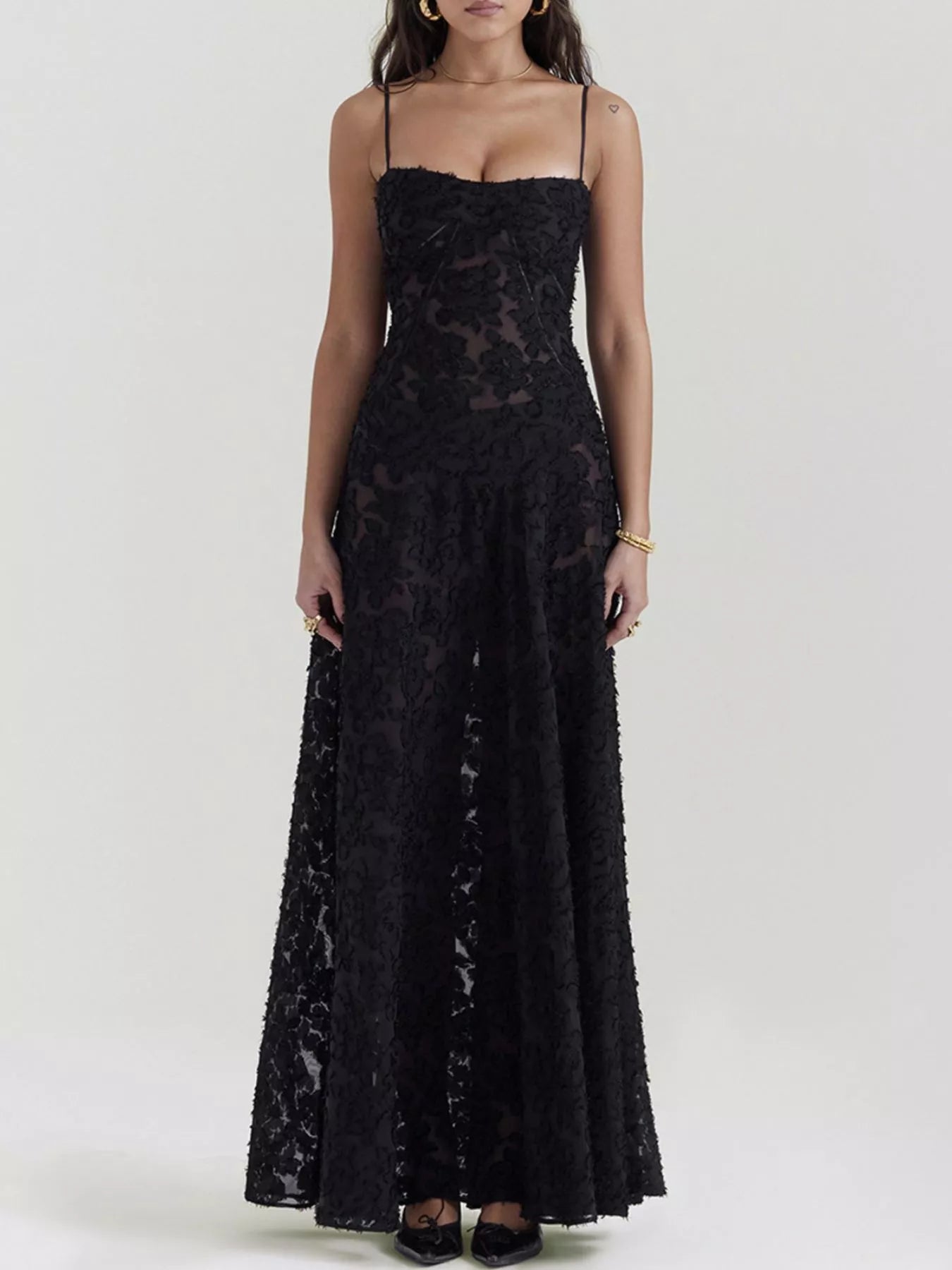 Lace Spaghetti Strap Maxi Dress