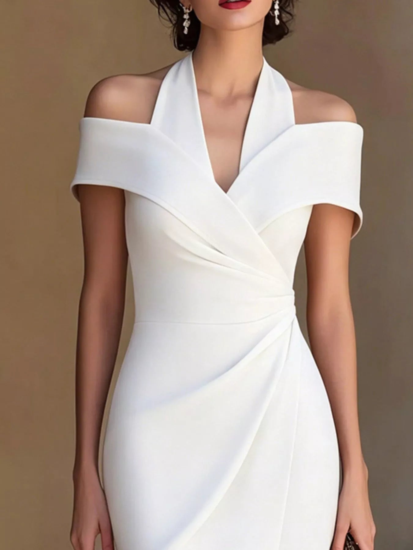 Cold Shoulder Halter Neck Midi Dress