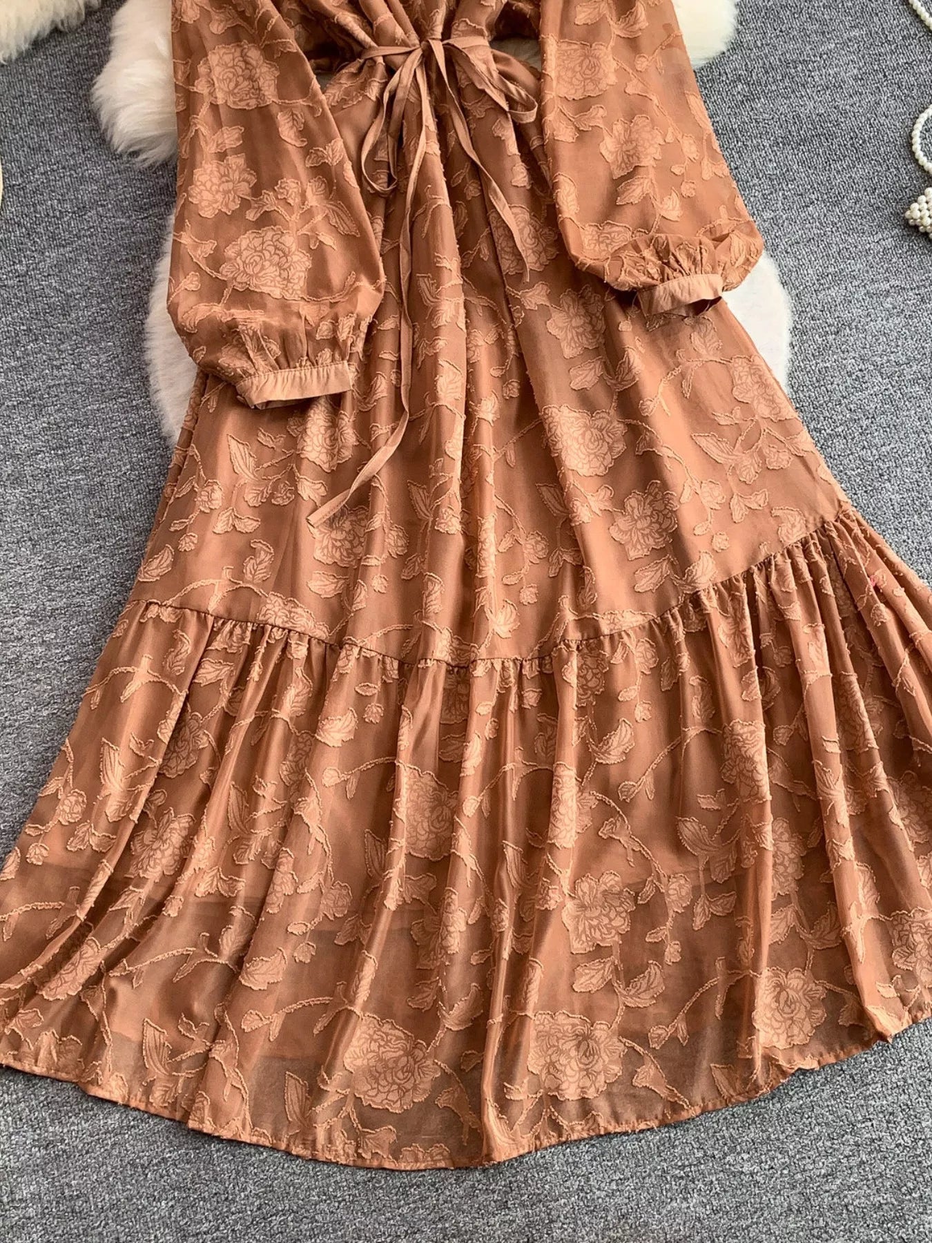 Tie Waist Long Sleeve Dress