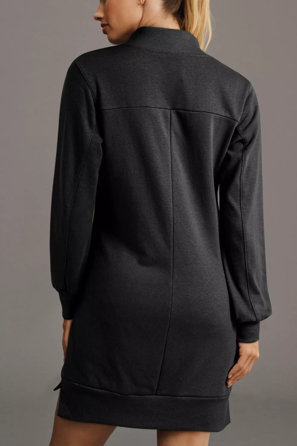 Zip Front Long Sleeve Sweatshirt Dress