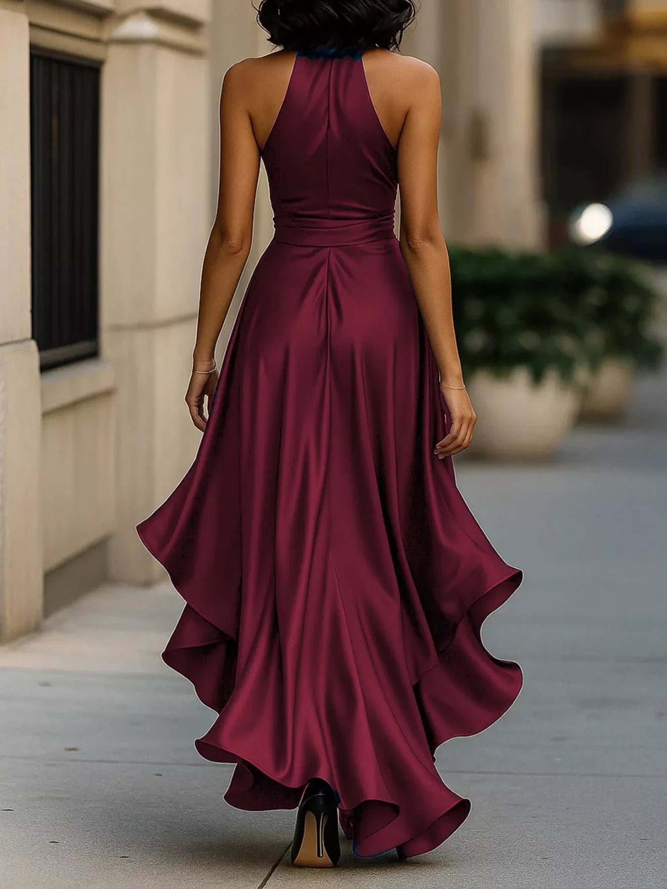 Ruffled Halter Neck Maxi Dress