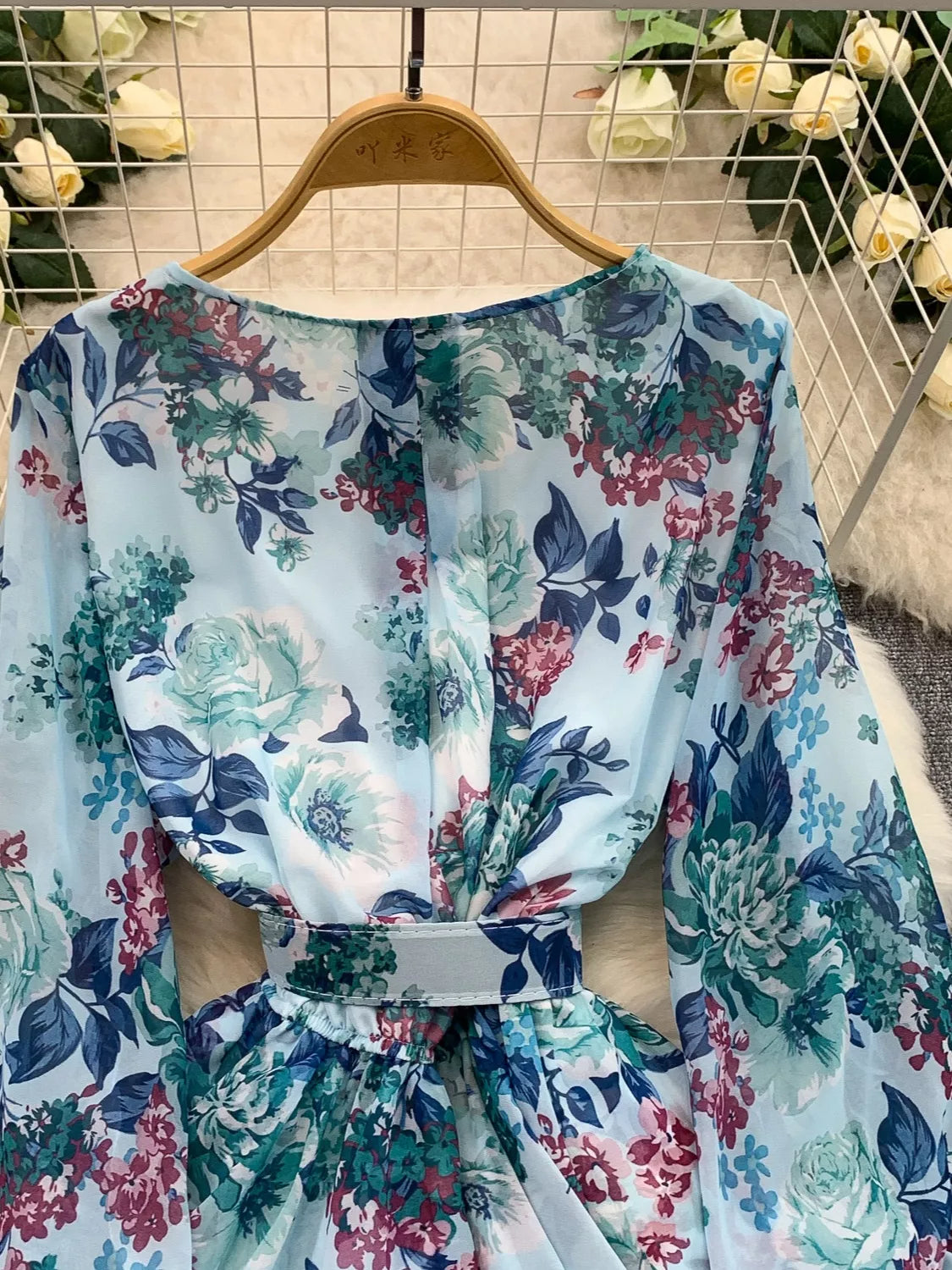 Floral Print Ruffle Hem Mini Dress