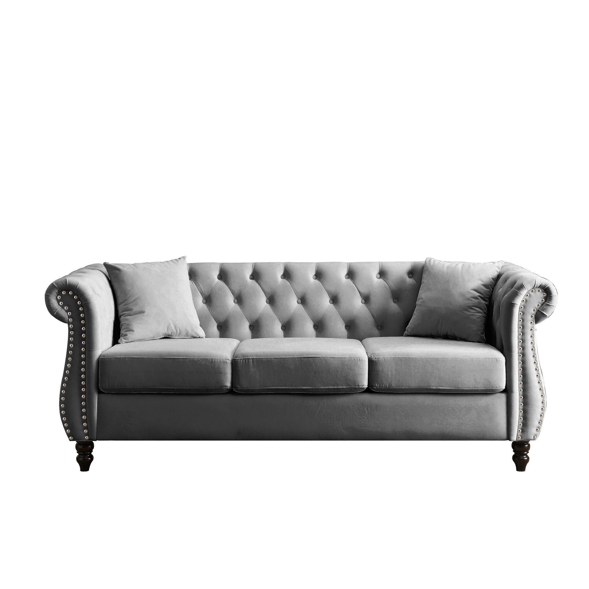 Chesterfield Sofa With Rolled Arms And Nailhead Trim