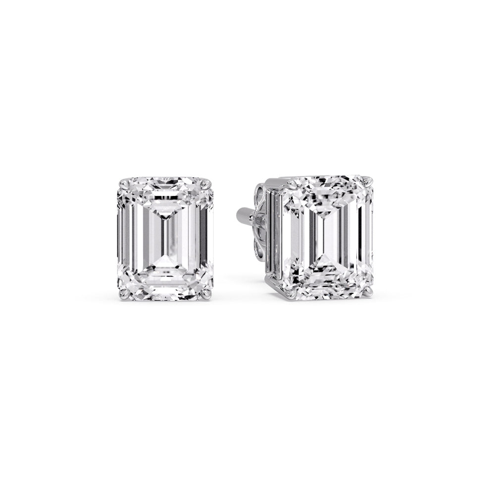 IGI Certified Emerald Cut Diamond Solitaire Stud Earrings