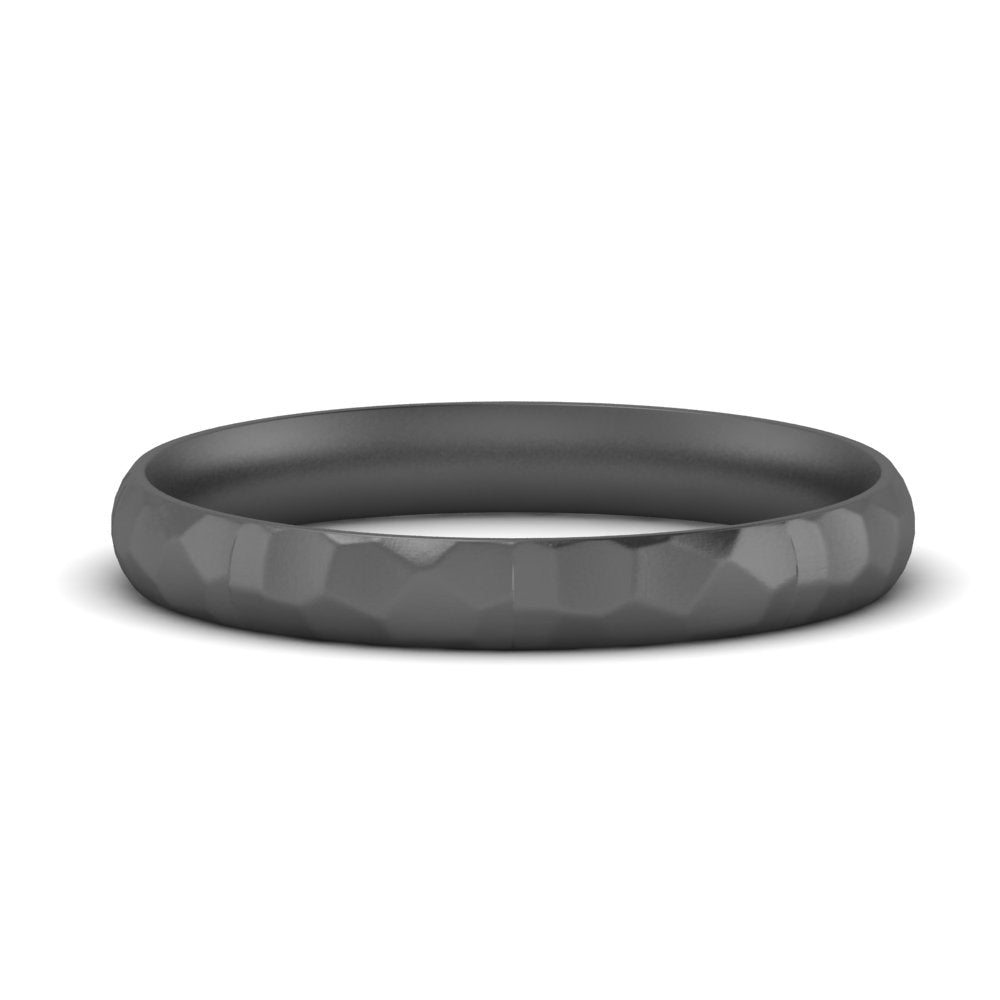 Mens Hammered Comfort Fit Wedding Band