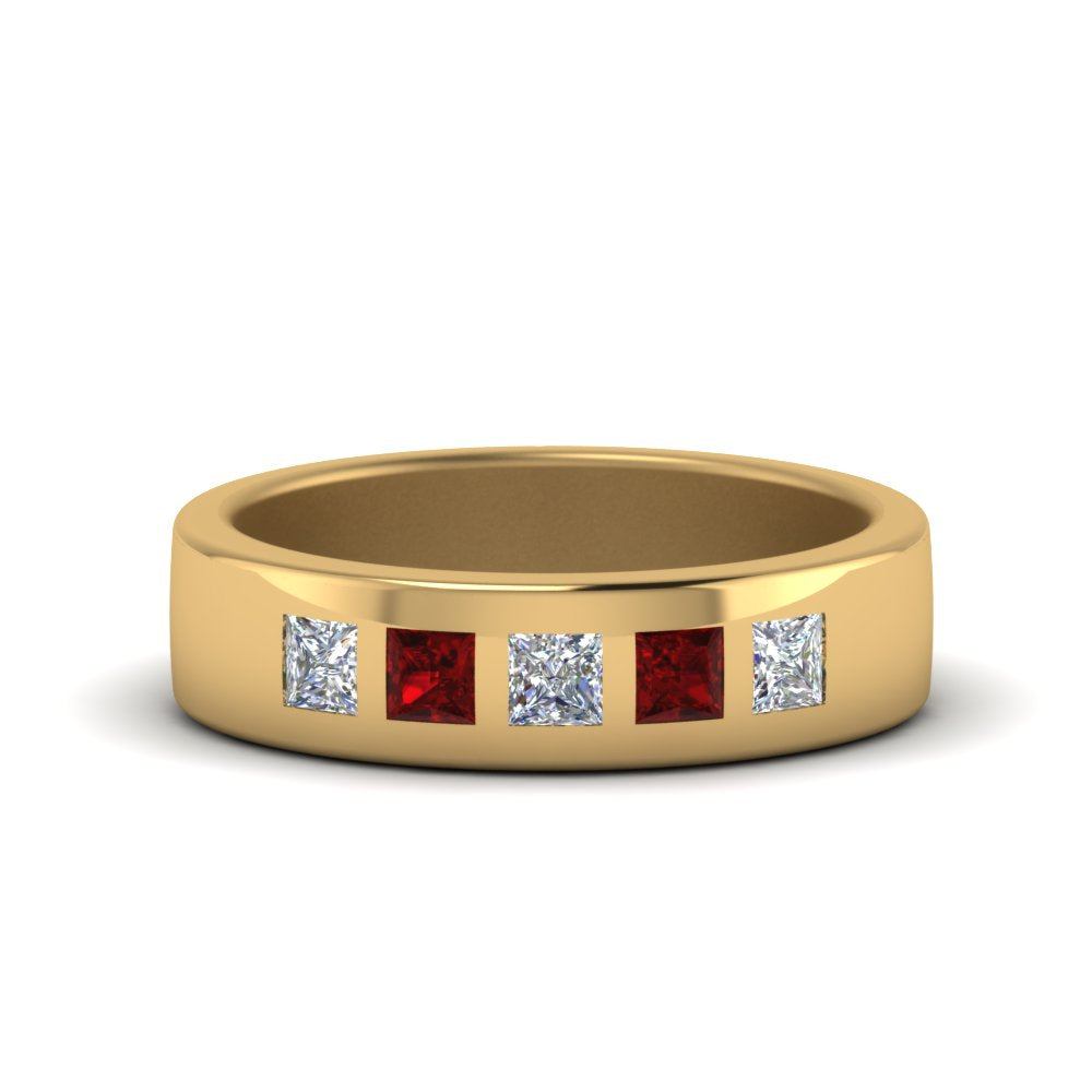 Flat Flush Set Mens Wedding Band