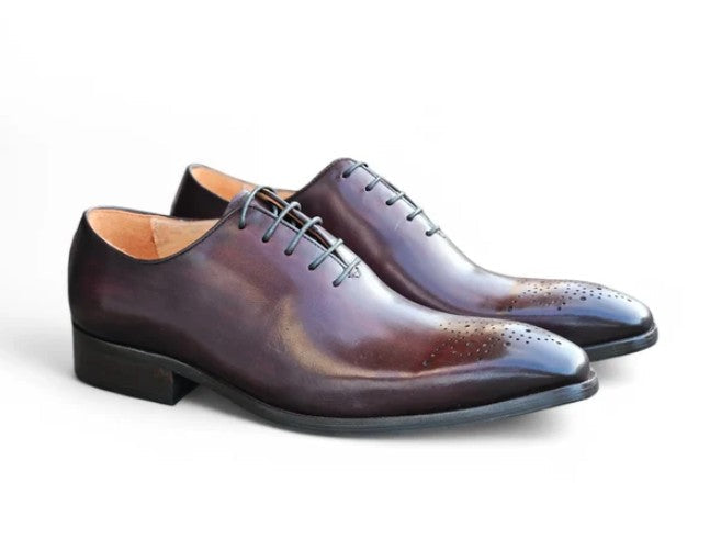 Carrucci Burnished Calfskin Oxford - Chestnut