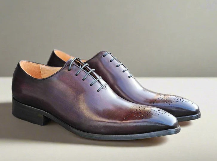 Carrucci Burnished Calfskin Oxford - Chestnut