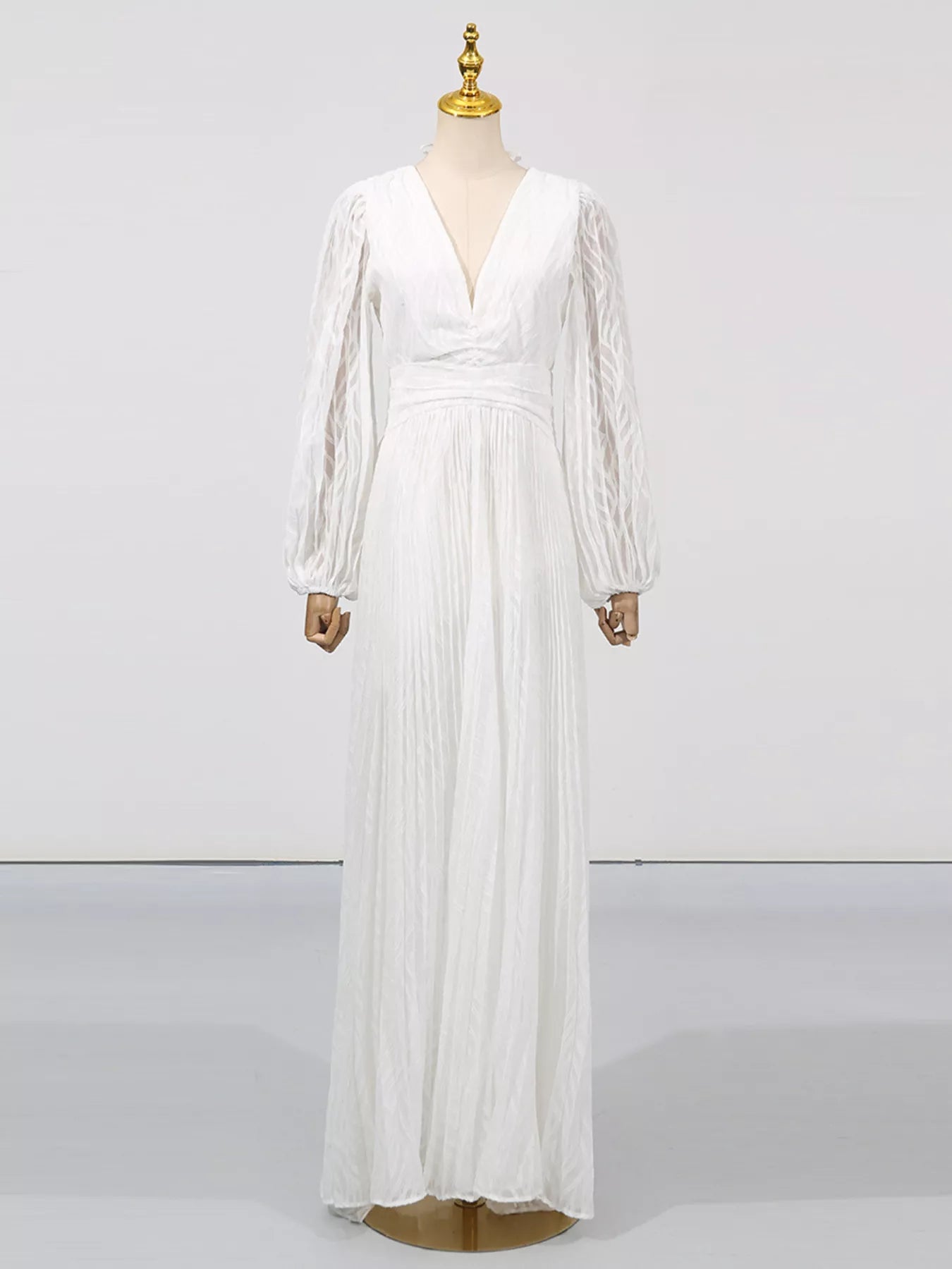 V-Neck Long Sleeve Maxi Dress