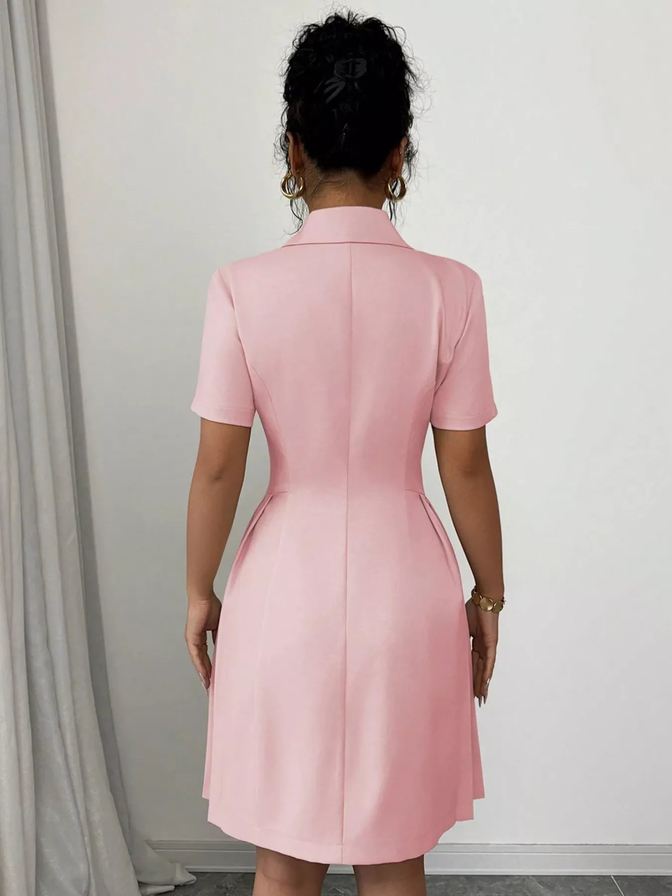 Double-Breasted Pleated Blazer Dress