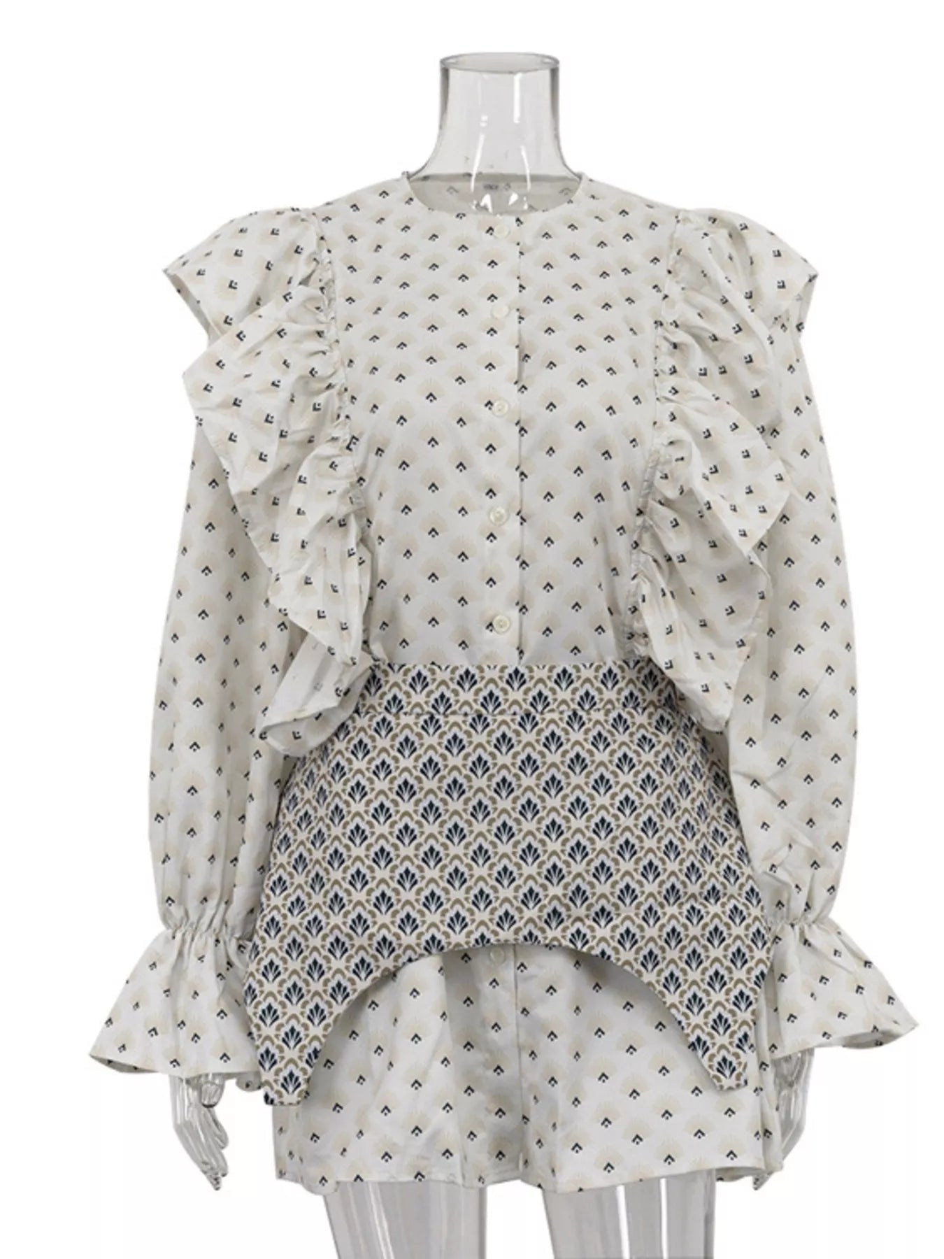 Ruffled Floral Print Mini Dress