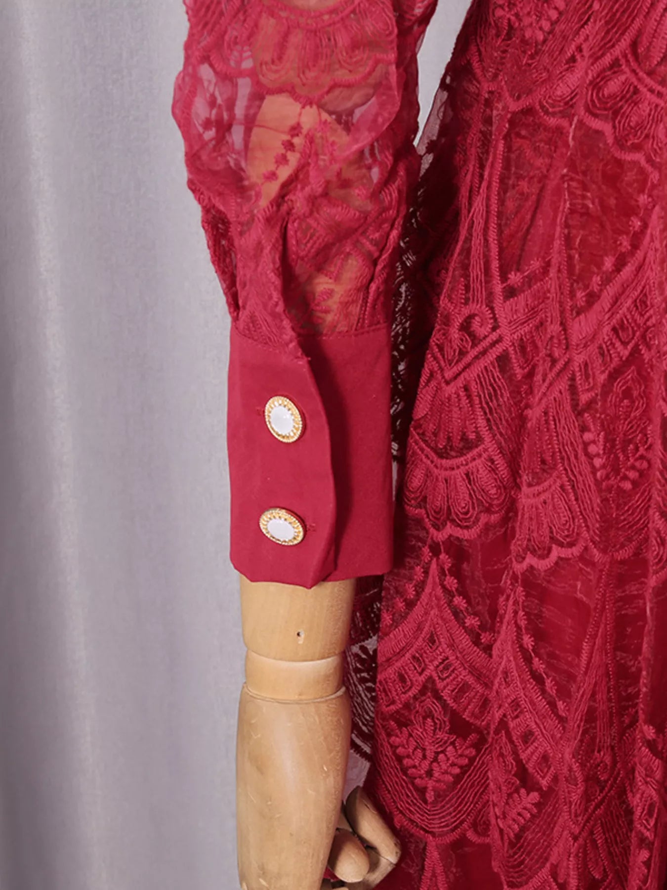 Lace Button Front Midi Dress