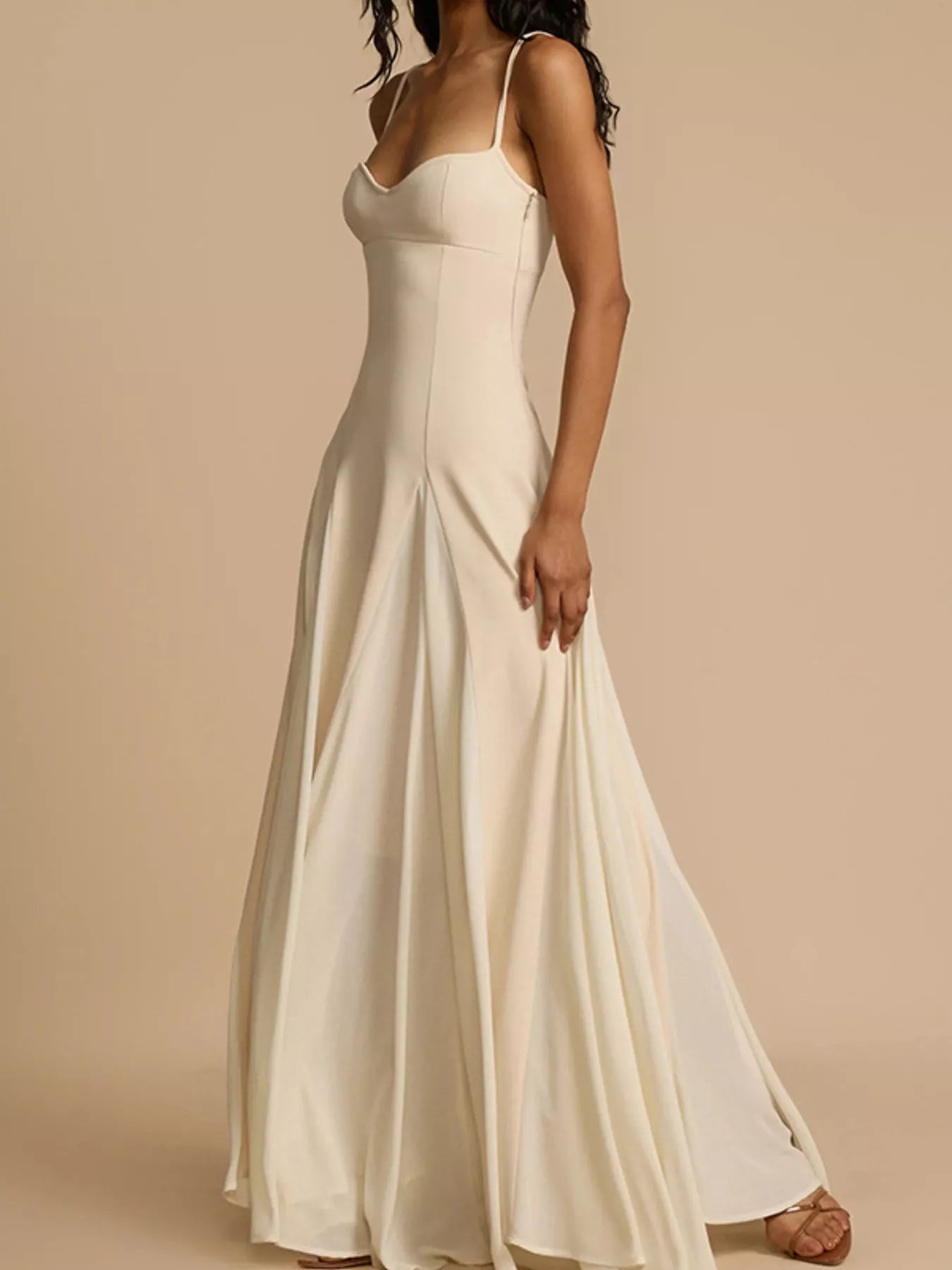 Sweetheart Neck Spaghetti Strap Flowy Maxi Dress