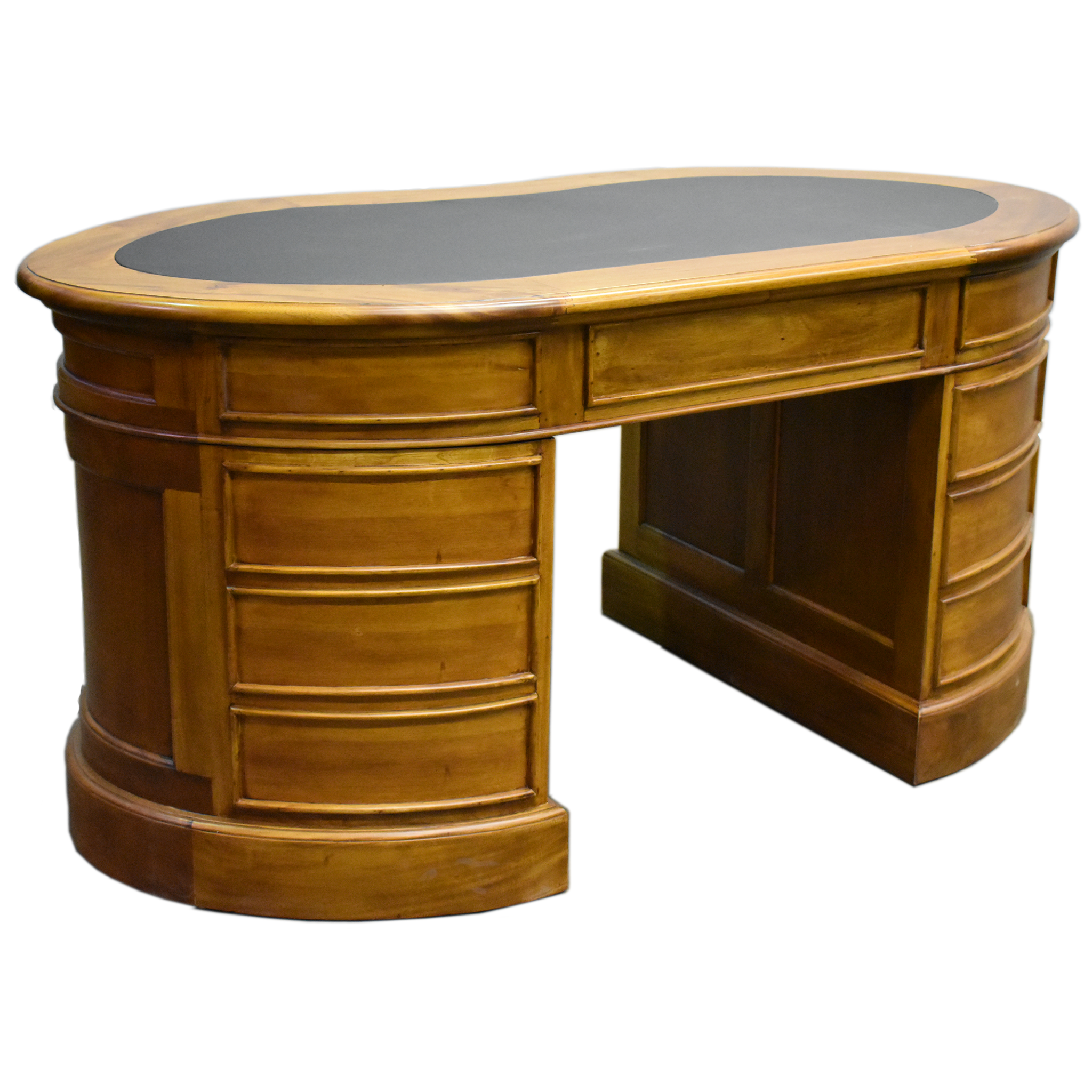 Legacy Mahogany Wood Leather Top Kidney Desk - Light Brown Walnut