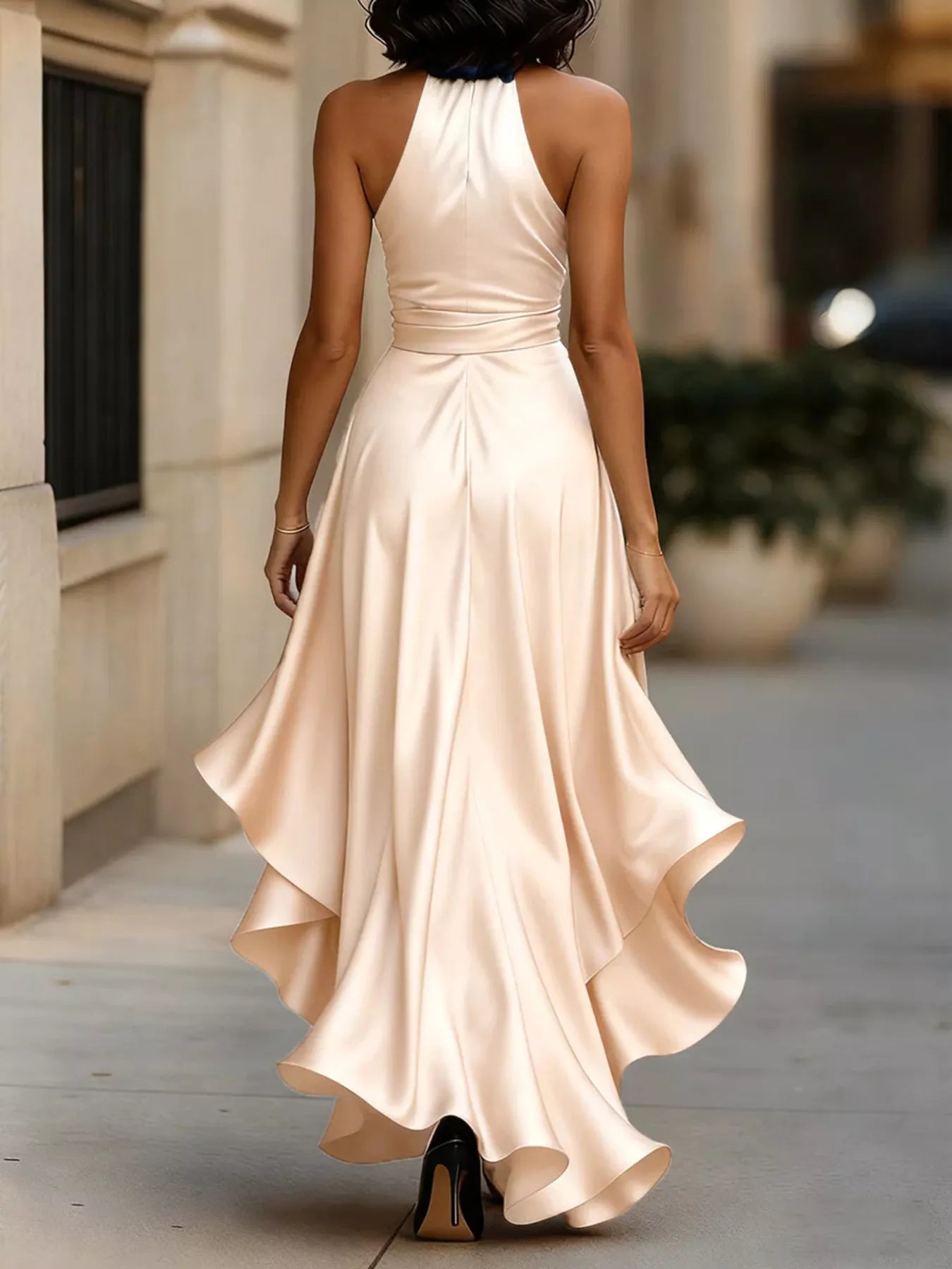 Ruffled Halter Neck Maxi Dress