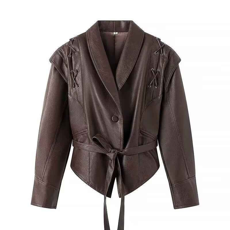 Coffee brown leather jacket