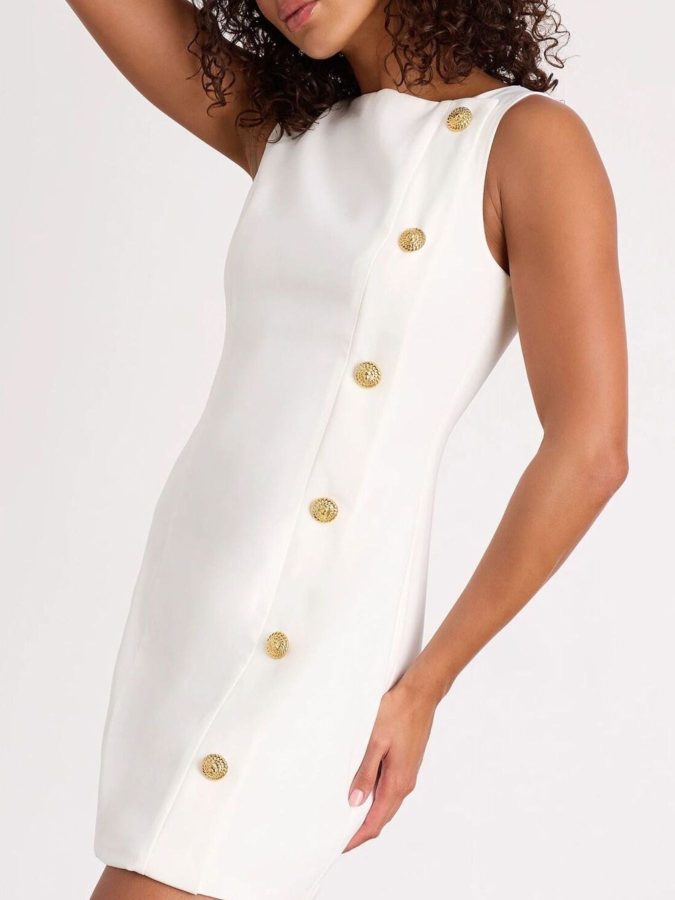 Button Decor Sleeveless Mini Dress