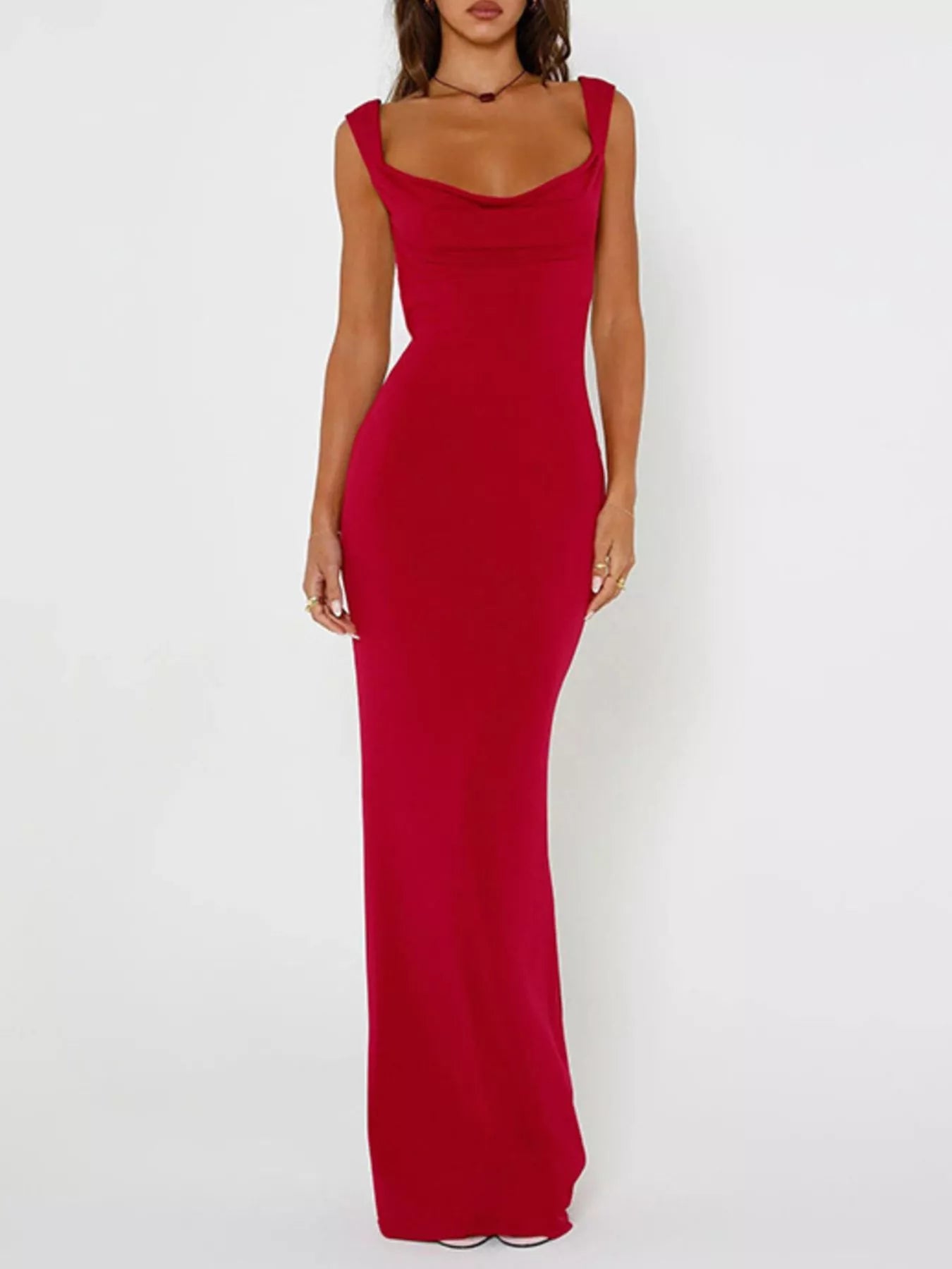 Backless Wide Strap Maxi Dress