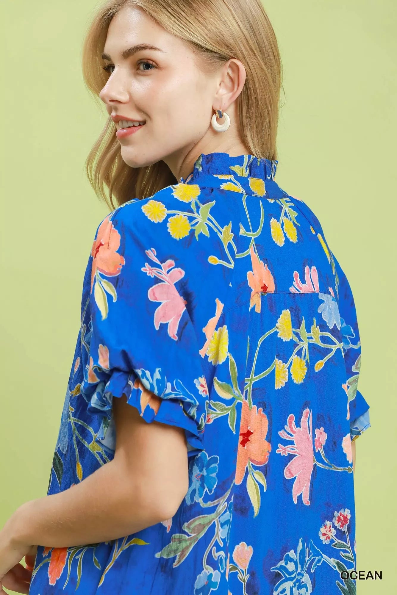 Umgee Floral Ruffle Hem Mini Dress