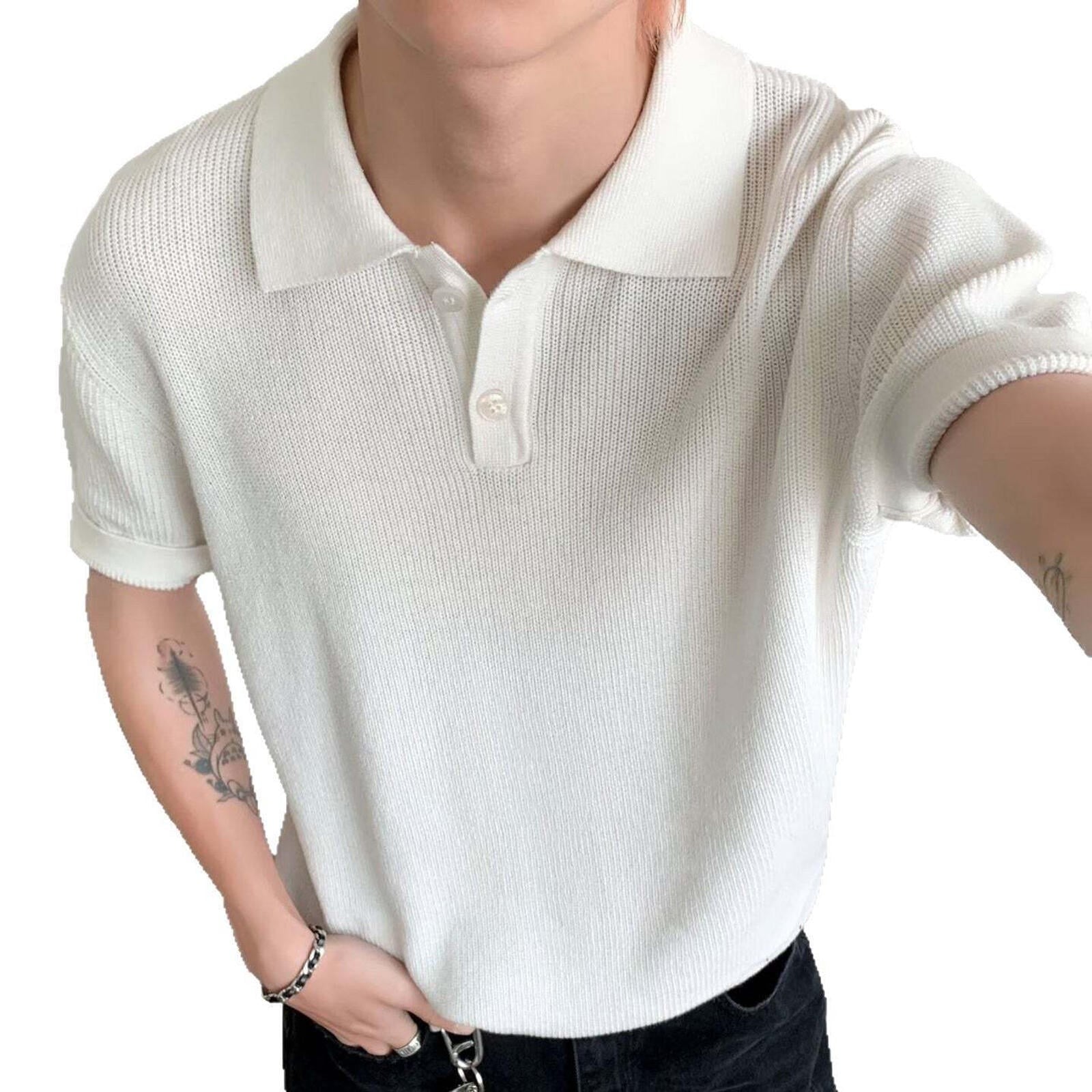 Knitted collar polo shirt short sleeved t-shirt