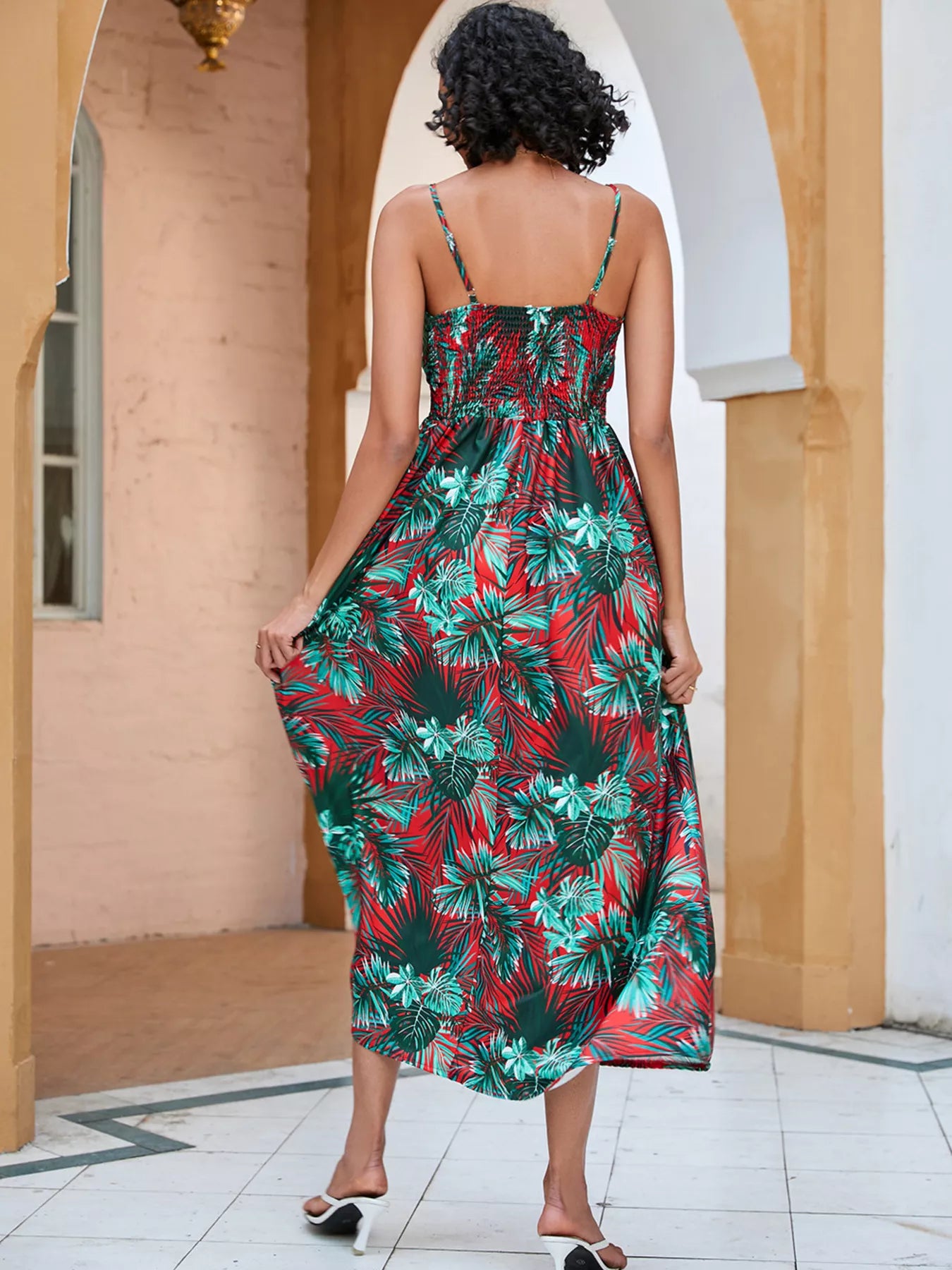 Floral Print Spaghetti Strap Midi Dress
