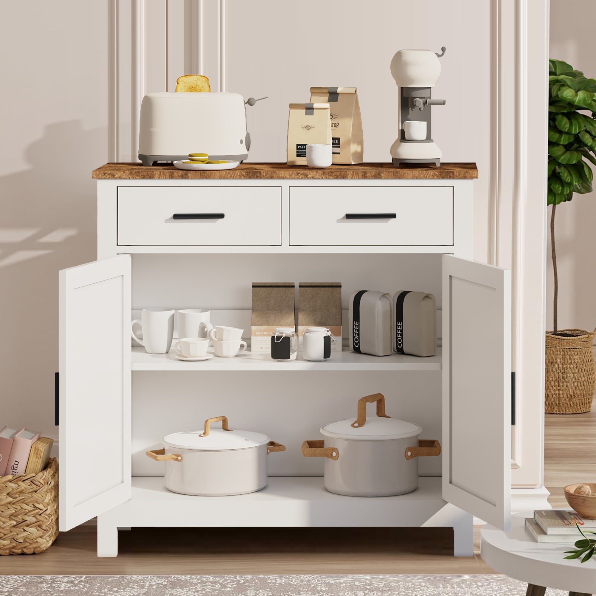 Kitchen Storage Cabinet - Modern Farmhouse Buffet